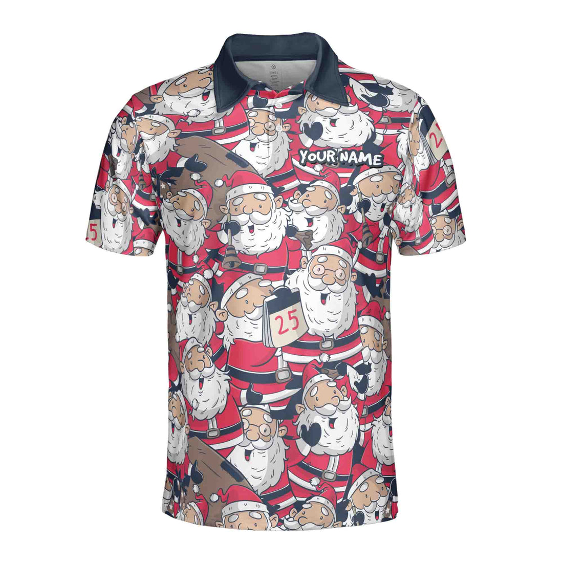 Golf Custom Funny Xmas Cartoon Santa Claus Christmas Men's Polo Shirt S-5XL