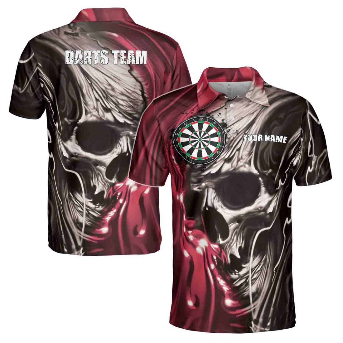 Personalized Darts, Custom Dart Skull For Team 3D Men's Polo Shirt Size S-5XL