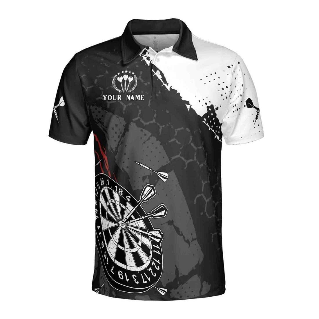 Personalized Darts Shirt, Custom Darts Black and White For Team 3D Men's Polo Shirt Size S-5XL