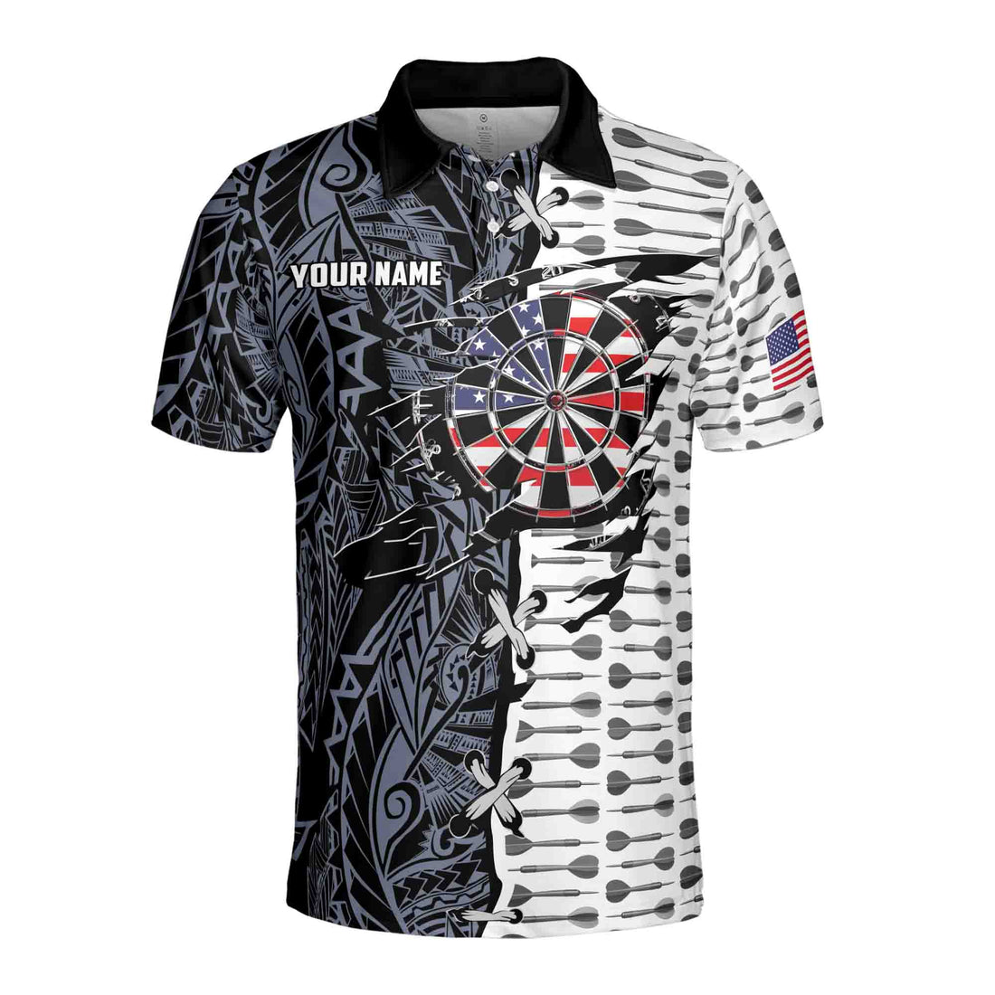 Custom Darts Arrow Tribal Tattoo Viking Darts Team 3D Men's Polo Shirt Size S-5XL