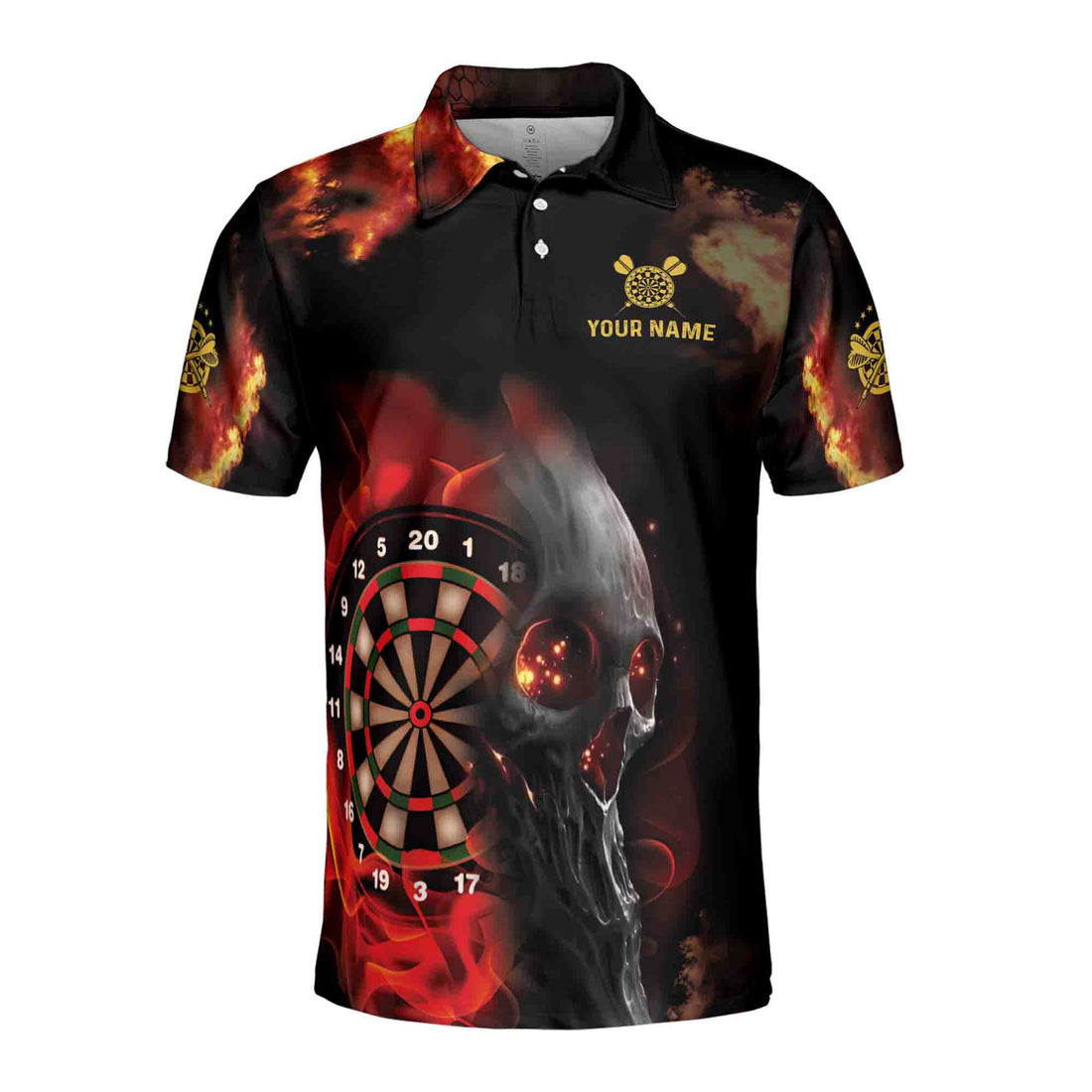 Custom Red Smoke Darts Skull, Darts Team 3D Men's Polo Shirt Size S-5XL
