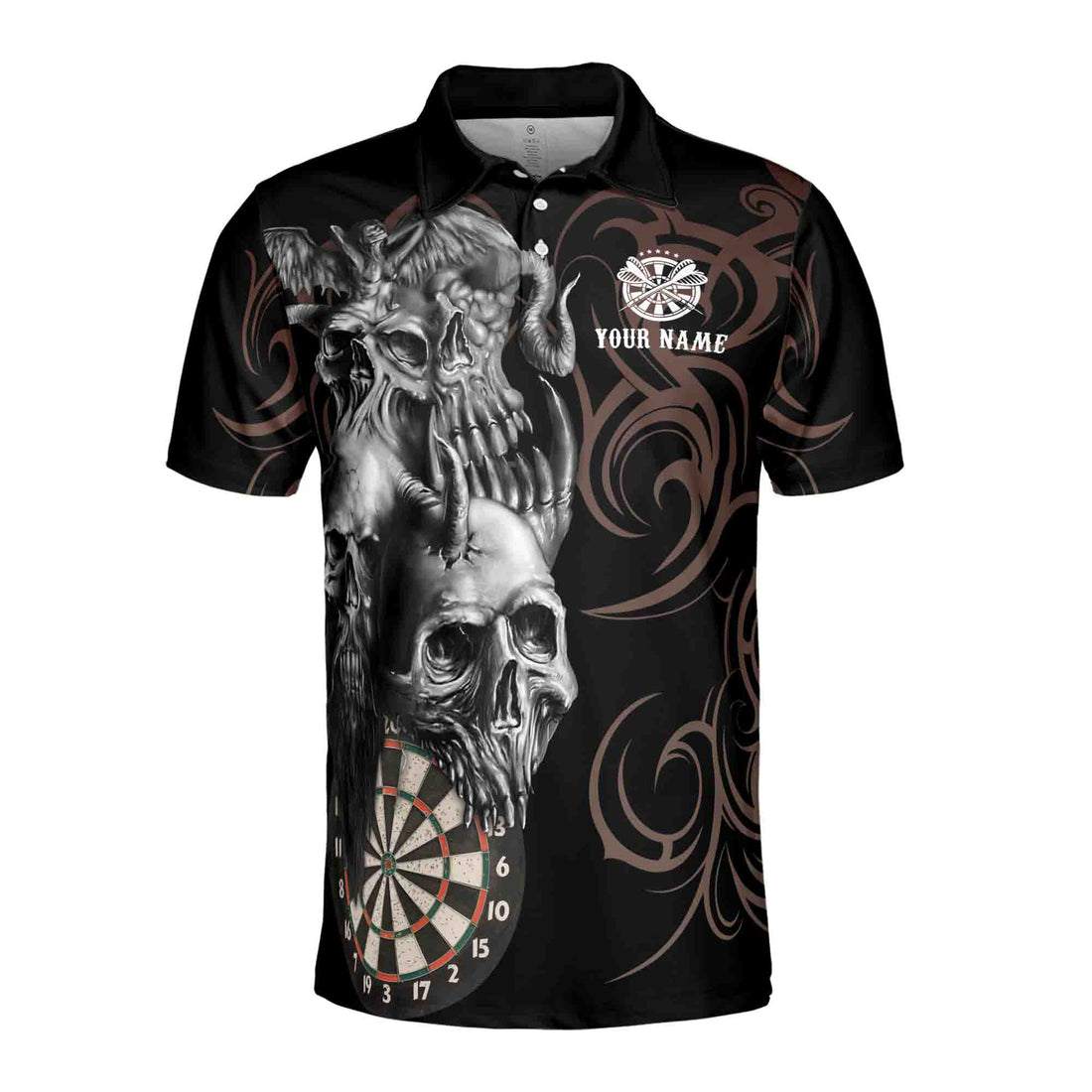 Custom Darts Skull and Dragon, Darts Team 3D Men's Polo Shirt Size S-5XL