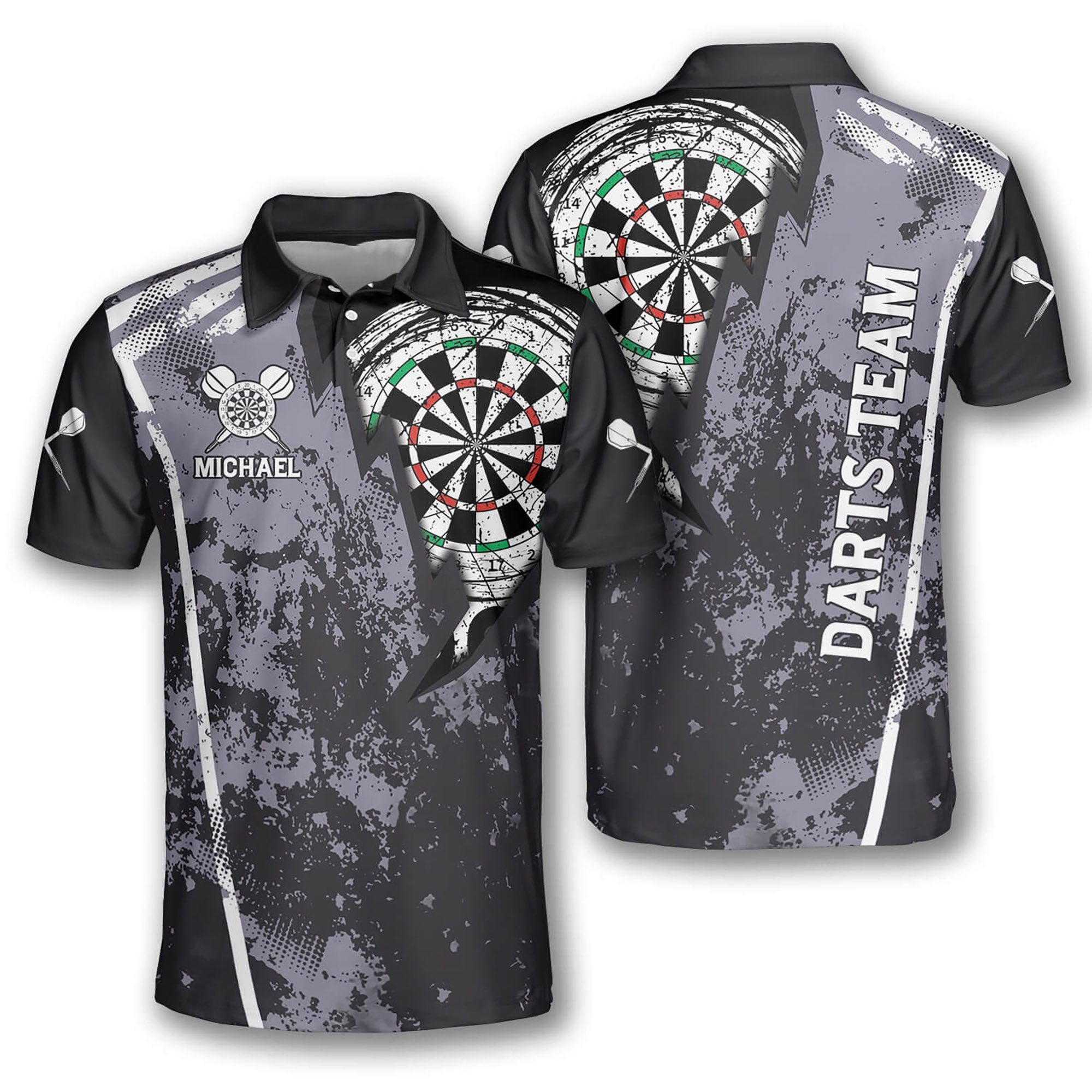 Grunge Custom Name and Team Darts Darts Team Gift Men's Polo Shirts S-5XL