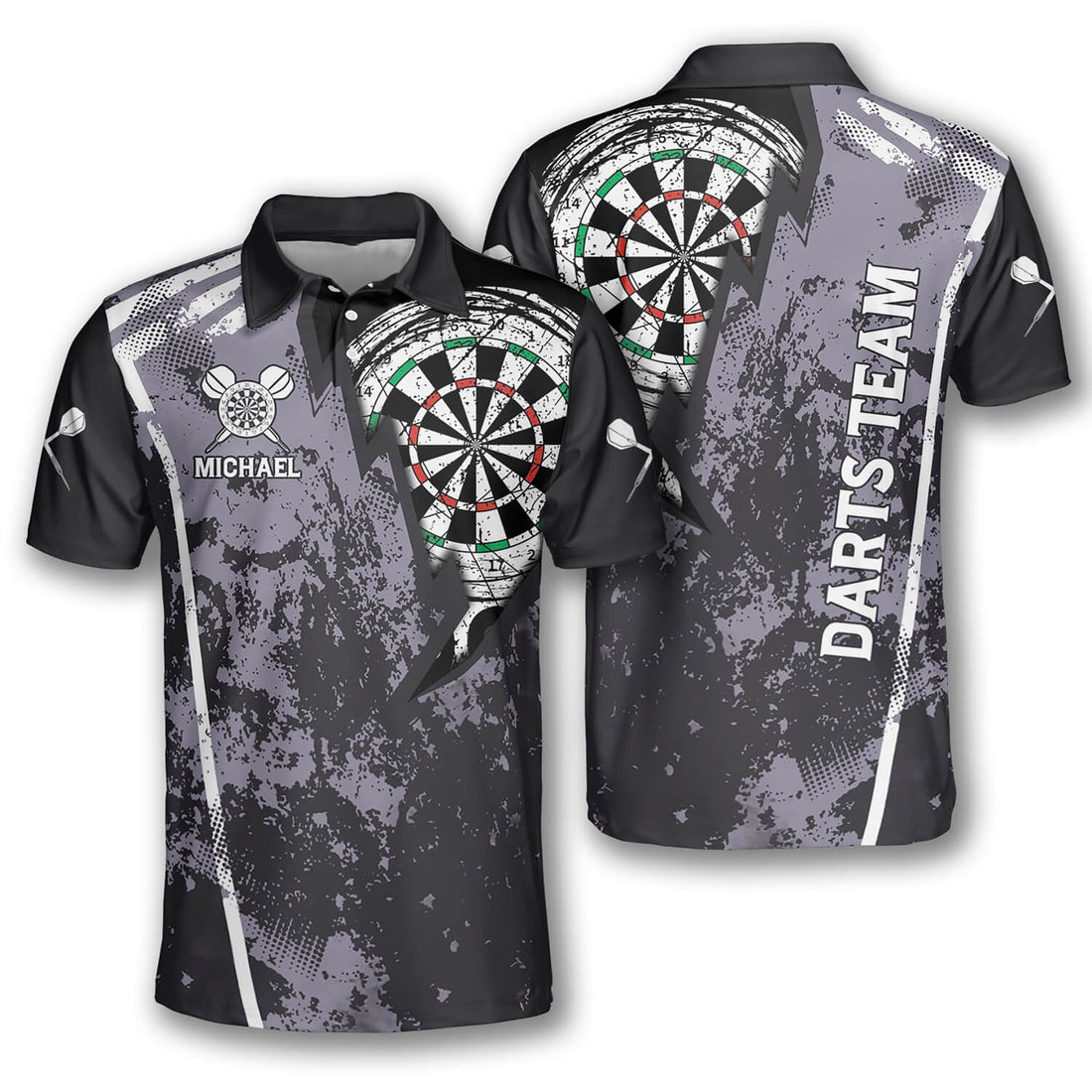 Grunge Custom Name and Team Darts Darts Team Gift Men's Polo Shirts S-5XL