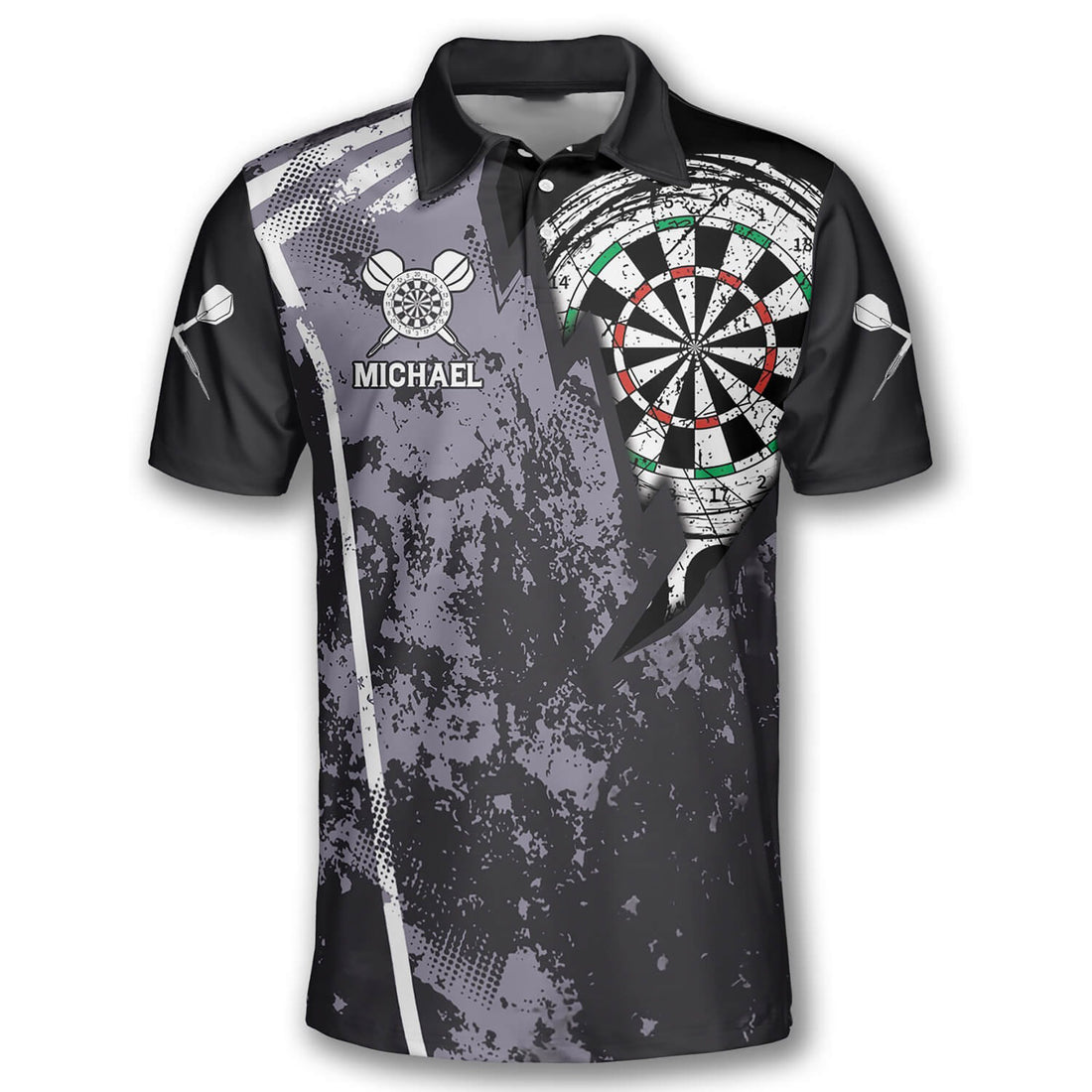 Grunge Custom Name and Team Darts Darts Team Gift Men's Polo Shirts S-5XL