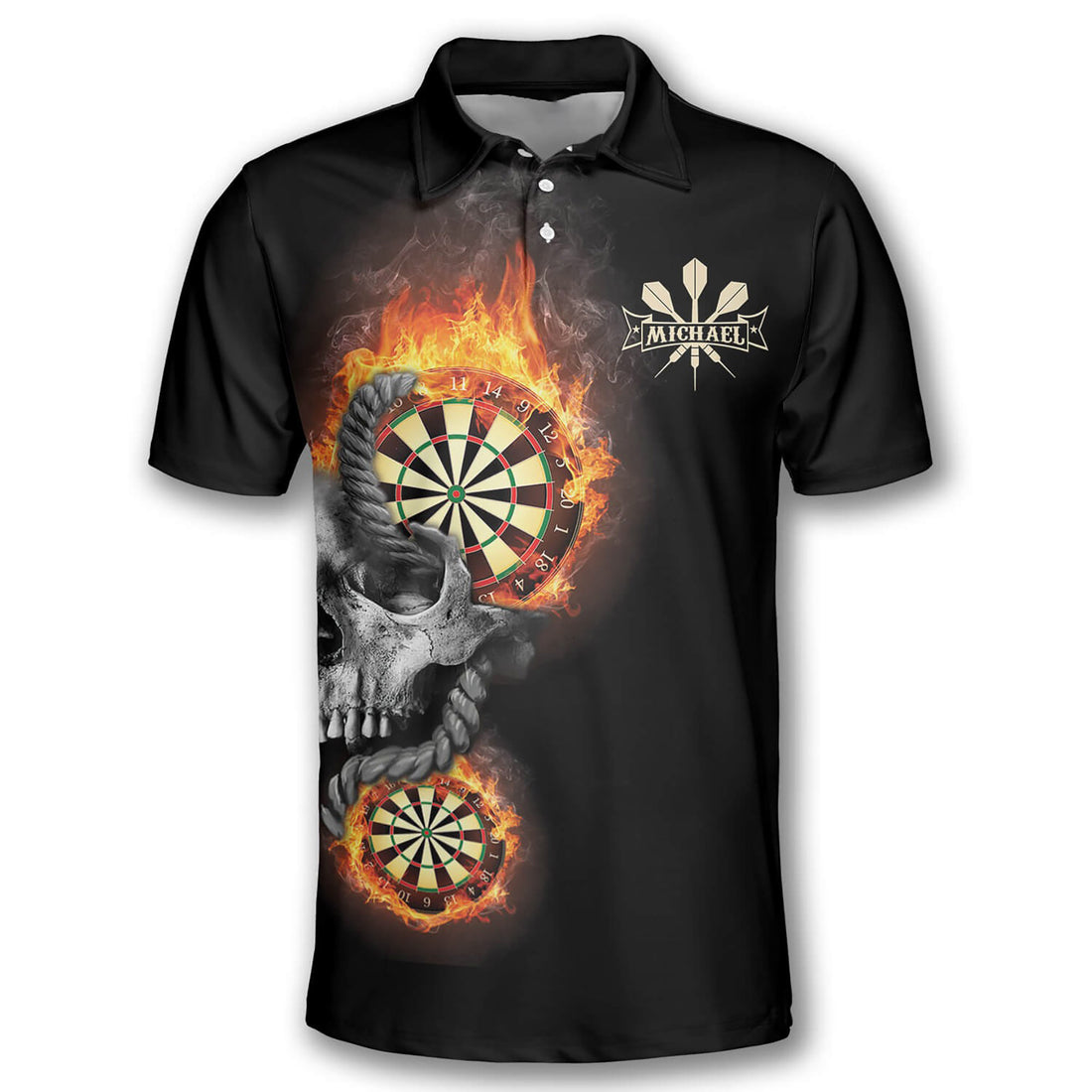 Darts Skull Custom Name Good Mood By Darts Men's 3D Men's Polo Shirt Size S-5XL