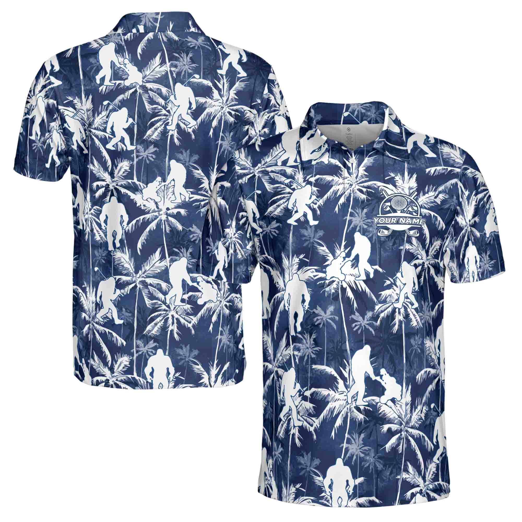 Blue Bigfoot In Tropical Forrest Golfer Custom Golf Men's Polo Shirt S-5XL
