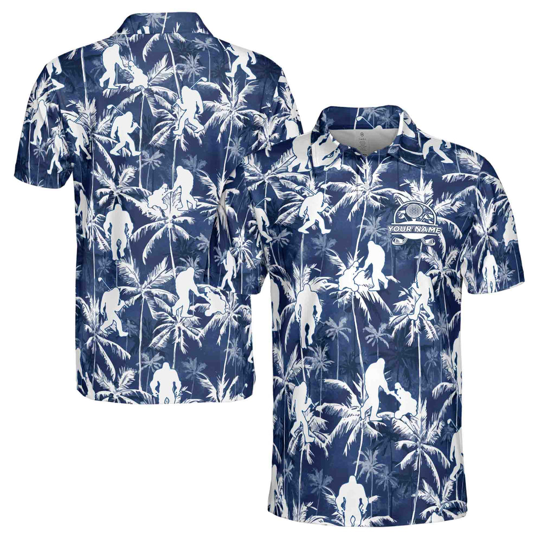 Blue Bigfoot In Tropical Forrest Golfer Custom Golf Men's Polo Shirt S-5XL