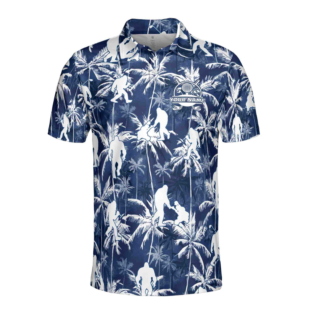 Blue Bigfoot In Tropical Forrest Golfer Custom Golf Men's Polo Shirt S-5XL