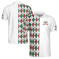 Santa Golf Icon Custom Name Christmas Golf Ball Pattern Men's Polo Shirt S-5XL