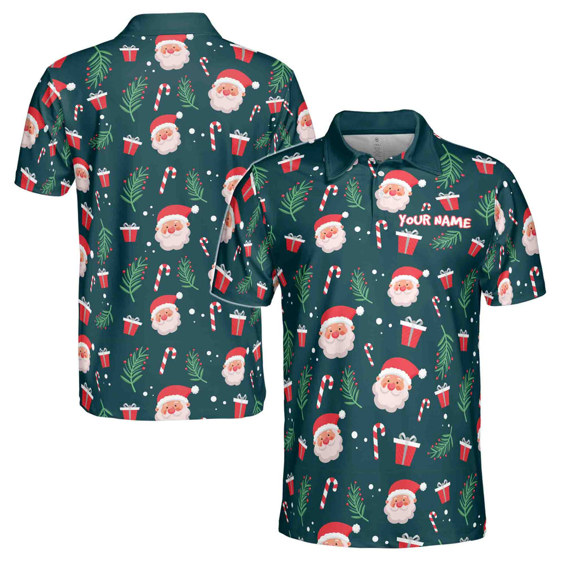 Funny Cute Santa Claus Golf Custom Name Christmas Golf Men's Polo Shirt S-5XL