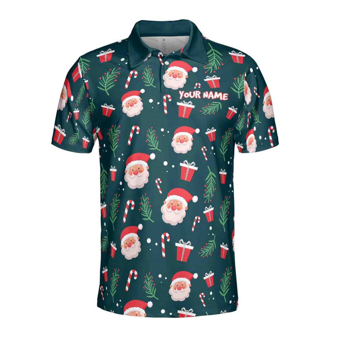 Funny Cute Santa Claus Golf Custom Name Christmas Golf Men's Polo Shirt S-5XL