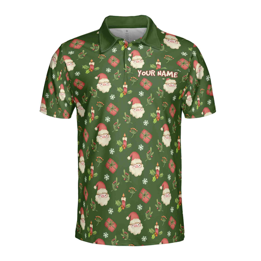 Funny Drawing Santa Claus Custom Name Christmas Golf Men's Polo Shirt S-5XL