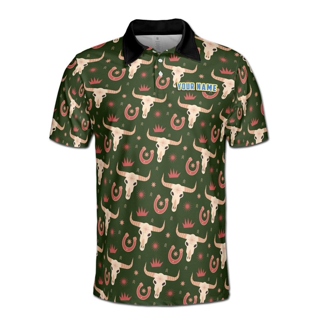 Funny Name Native American Cow Head Tribal Golf Men's Polo Shirt S-5XL