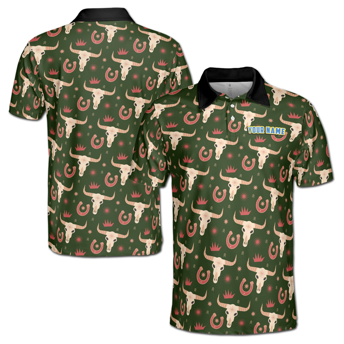 Funny Name Native American Cow Head Tribal Golf Men's Polo Shirt S-5XL