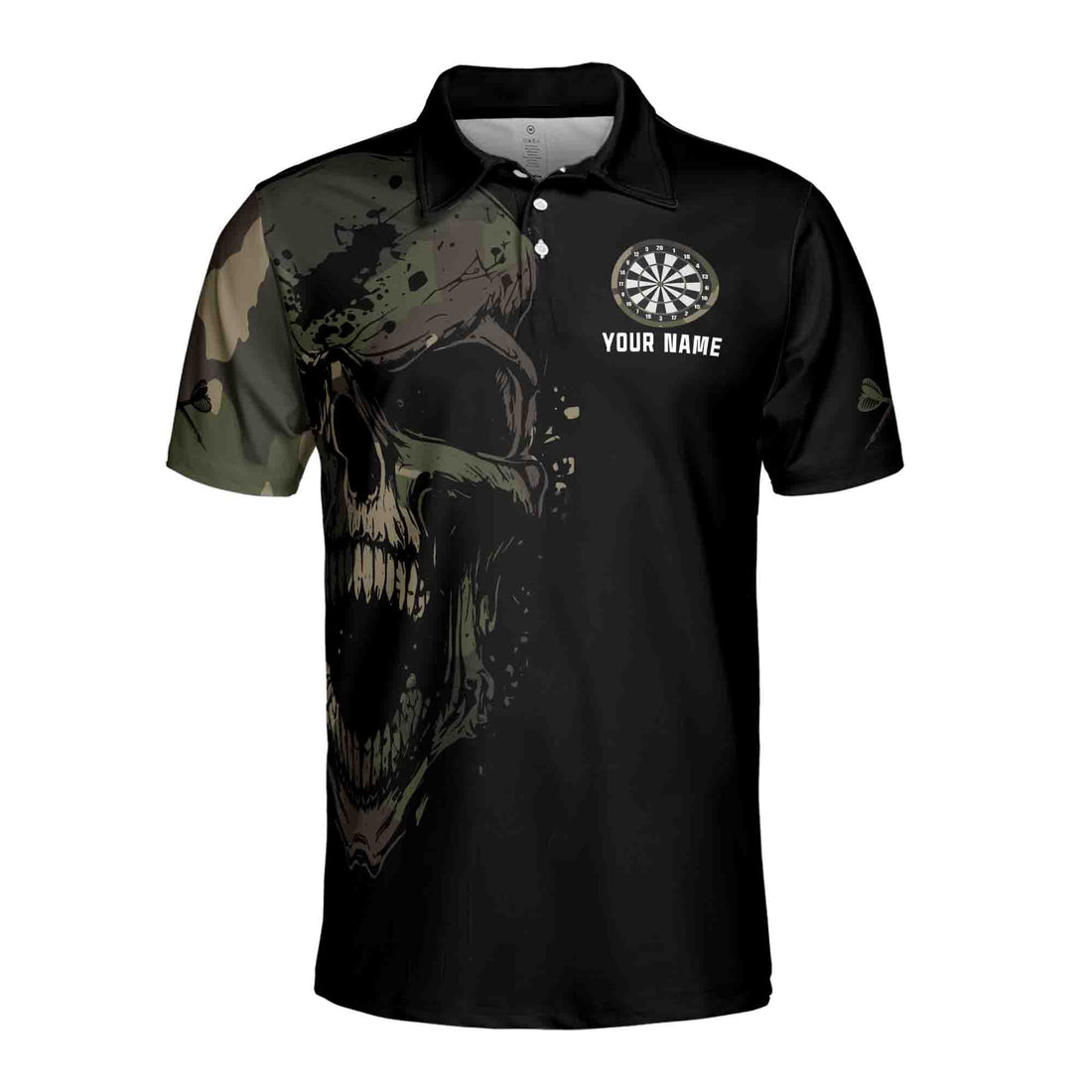 Custom Camo Dart Skull Shirts Darts Arrow Vintage Style Men's Polo Shirt S-5XL