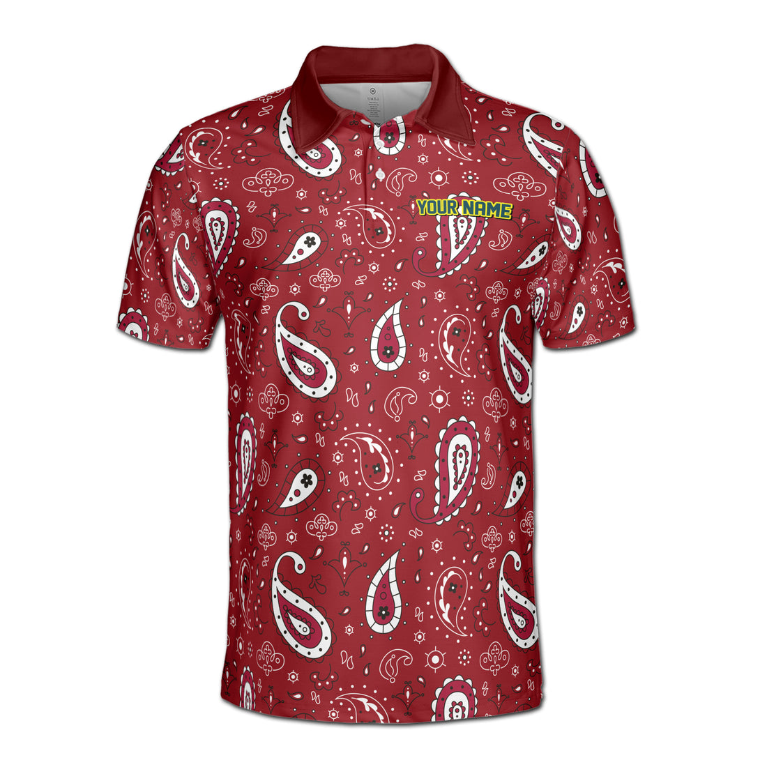 Paisley Bandana Pattern Burgundy Golf Men's Polo Shirt S-5XL