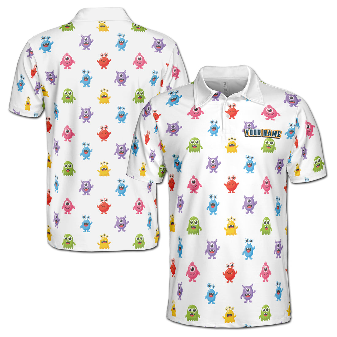 Funny Cute Colorful Monster Cartoon Golf Men's Polo Shirt S-5XL