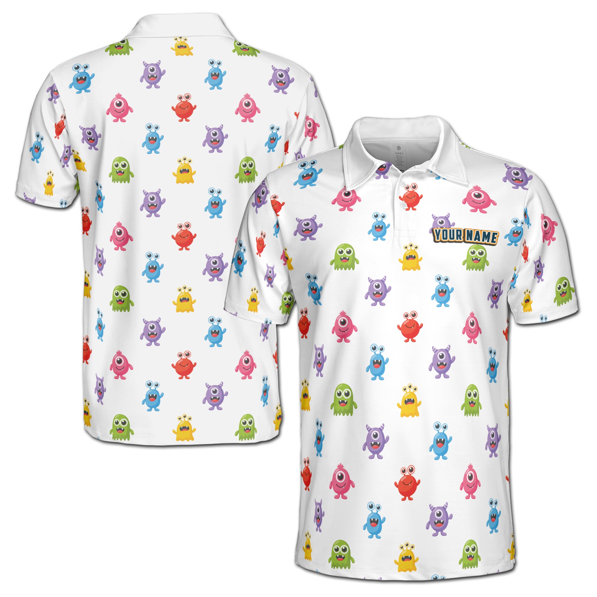 Funny Cute Colorful Monster Cartoon Golf Men's Polo Shirt S-5XL