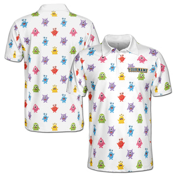 Funny Cute Colorful Monster Cartoon Golf Men's Polo Shirt S-5XL