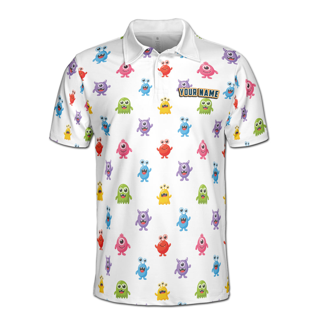Funny Cute Colorful Monster Cartoon Golf Men's Polo Shirt S-5XL