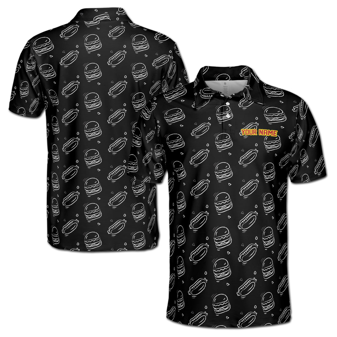 Funny Hotdog Hamburger Doodle Pattern Golf Men's Polo Shirt S-5XL