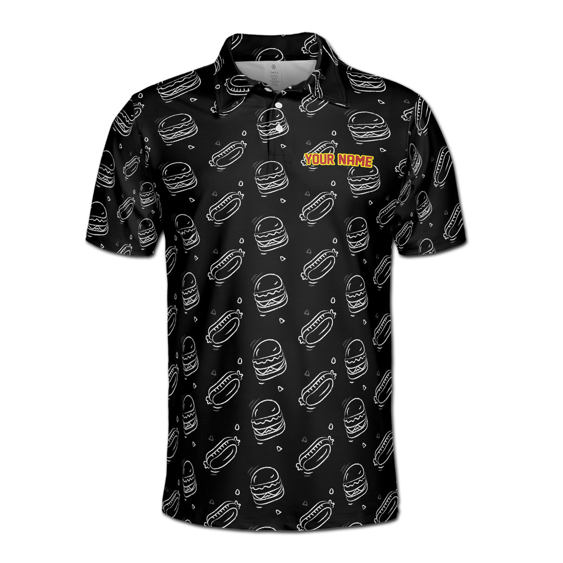 Funny Hotdog Hamburger Doodle Pattern Golf Men's Polo Shirt S-5XL