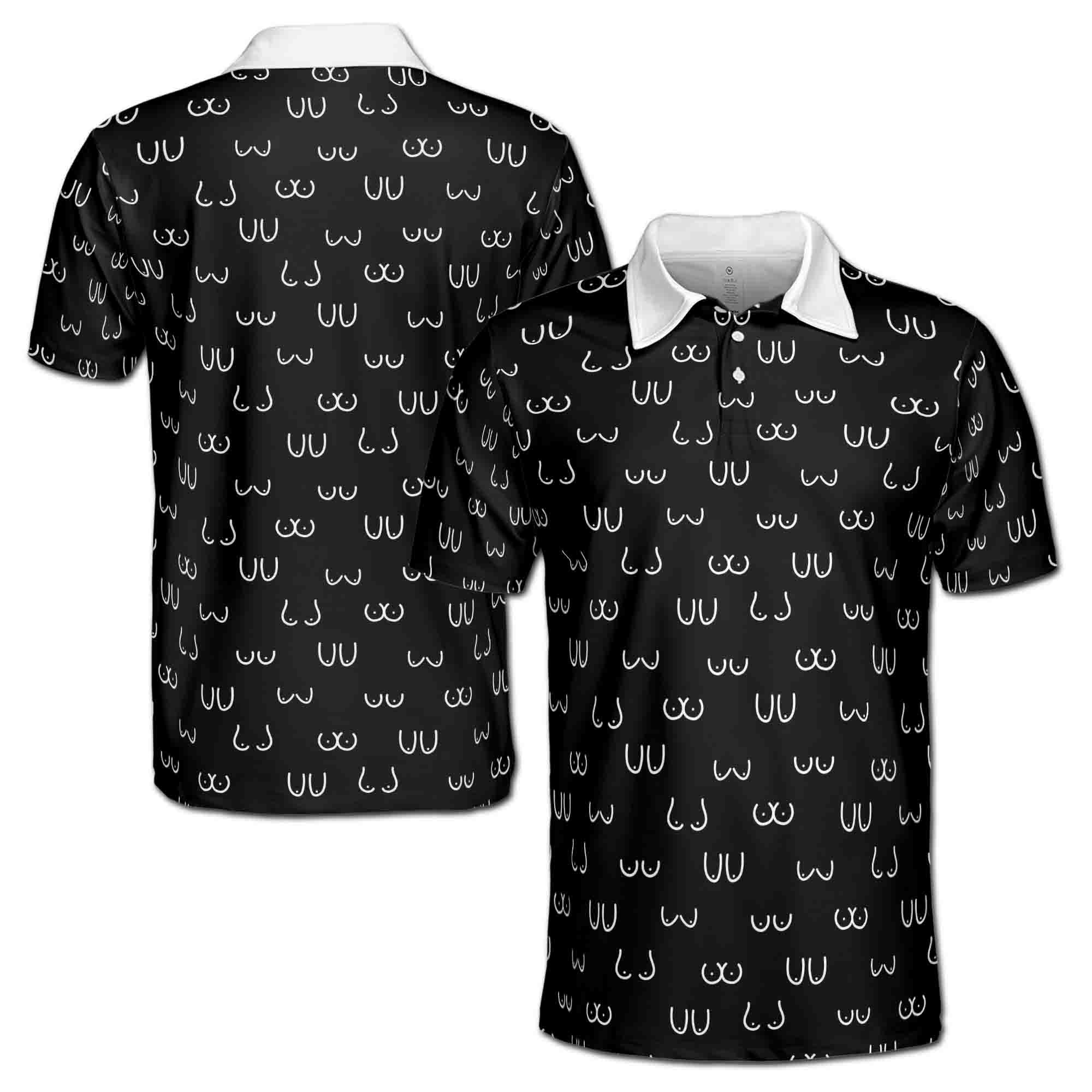 Funny Women Breast Doodle Golf Men's Polo Shirt S-5XL