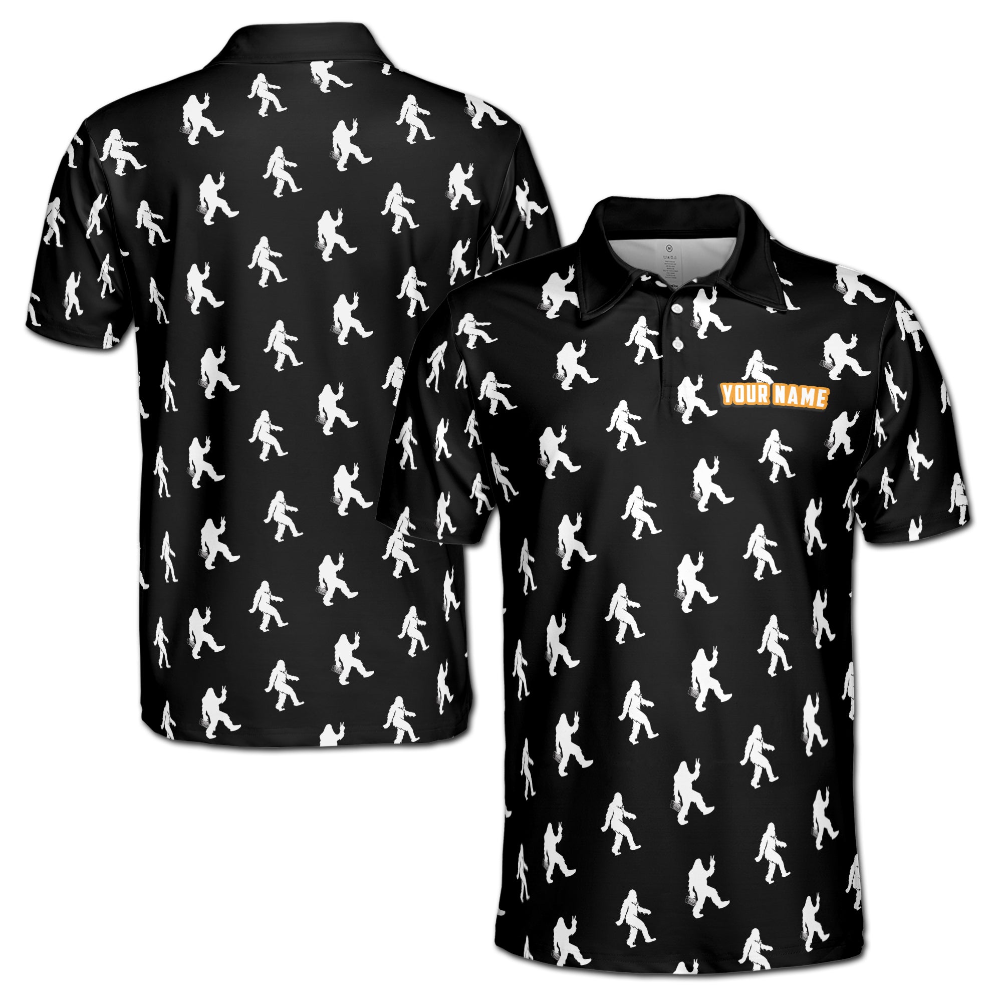 Funny Bigfoot Sasquatch Silhouette Golf Men's Polo Shirt S-5XL
