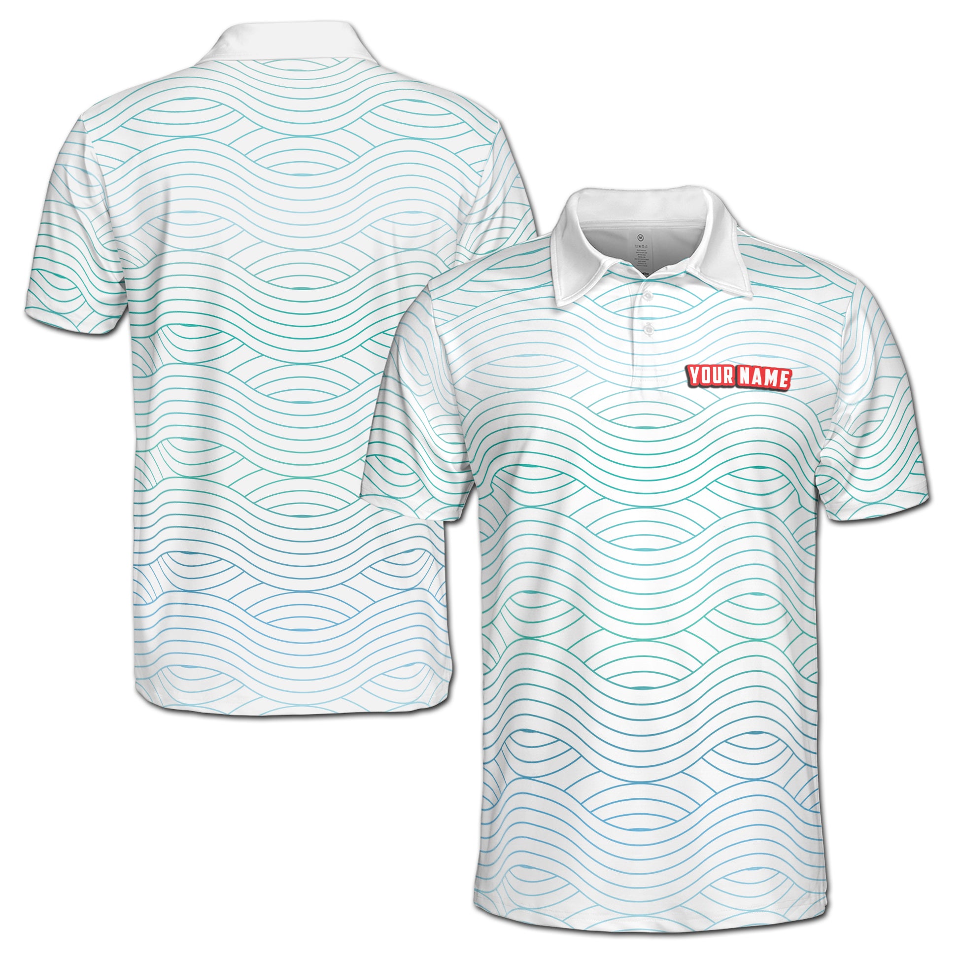 Funny Wave In Ocean Pattern Golf Men's Polo Shirt S-5XL