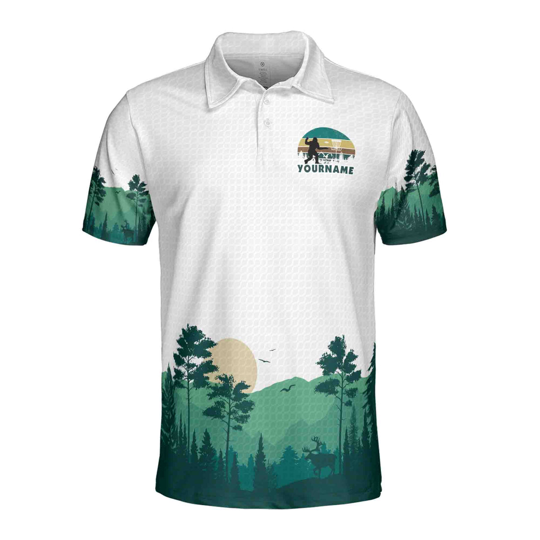 Funny Sasquatch Bigfoot Looking For Disc Golf Shirt, Retro Disc Golf Gift Men's Polo Shirt S-5XL
