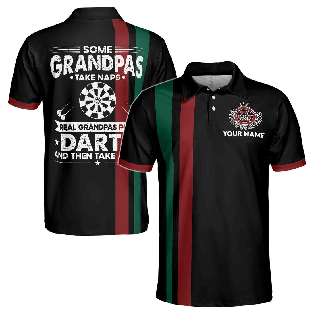 Funny Real Grandpas Play Darts Shirt, Darts Lover Gift 3D Men's Polo Shirt S-5XL