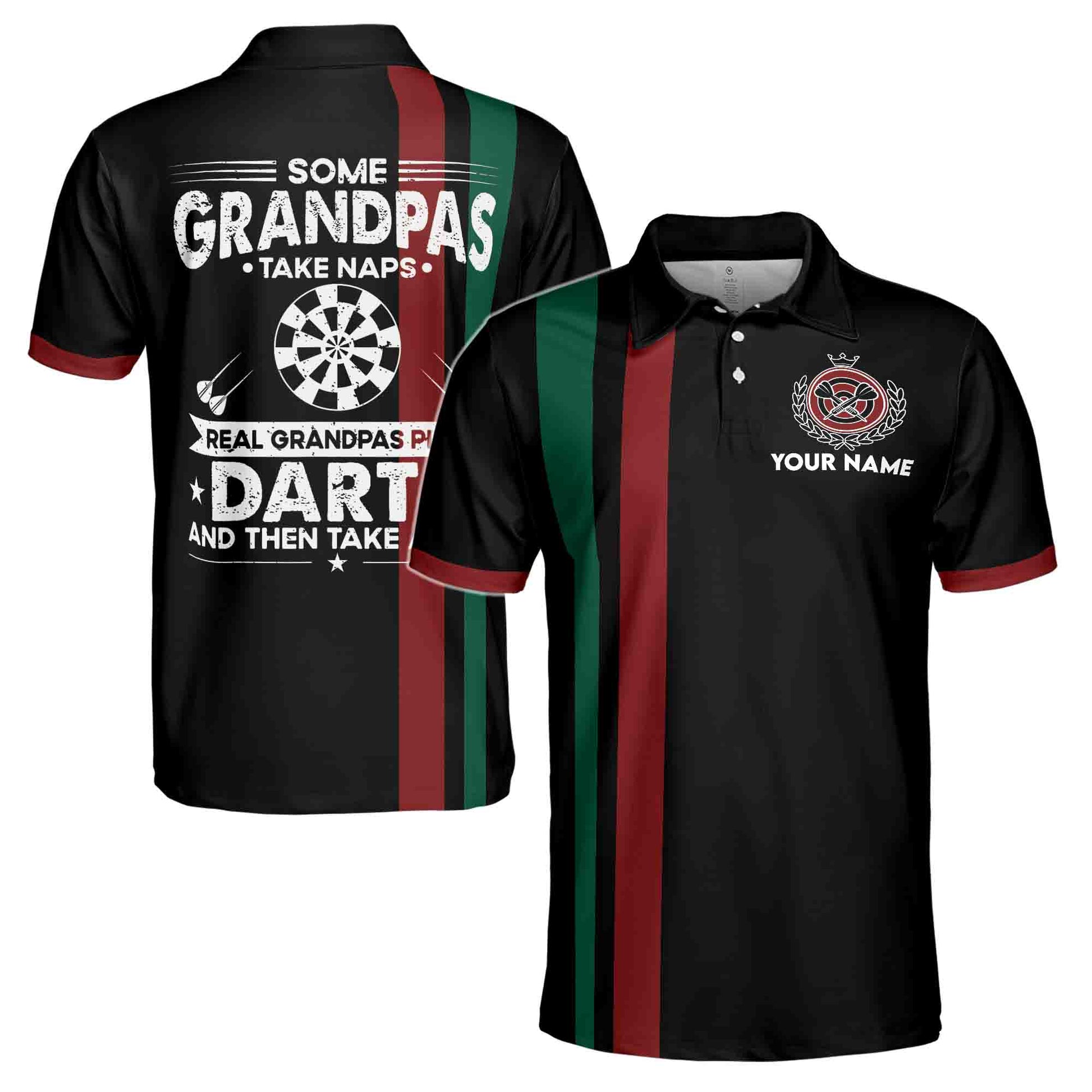 Funny Real Grandpas Play Darts Shirt, Darts Lover Gift 3D Men's Polo Shirt S-5XL