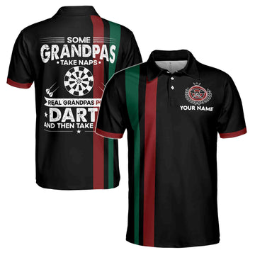 Funny Real Grandpas Play Darts Shirt, Darts Lover Gift 3D Men's Polo Shirt S-5XL