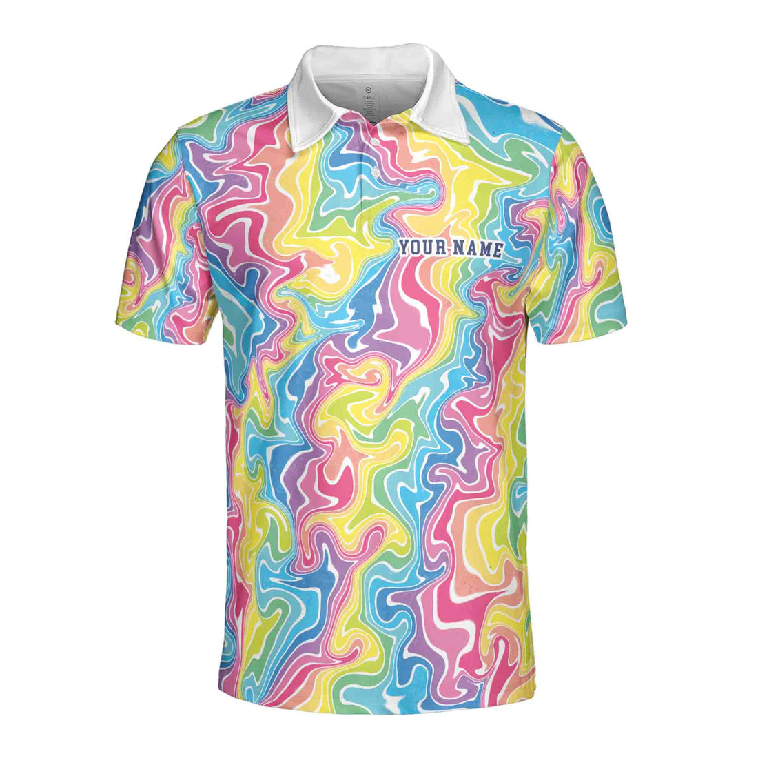 Custom Name Funny Colorful Psychedelic Groovy Golf Men's Polo Shirt S-5XL