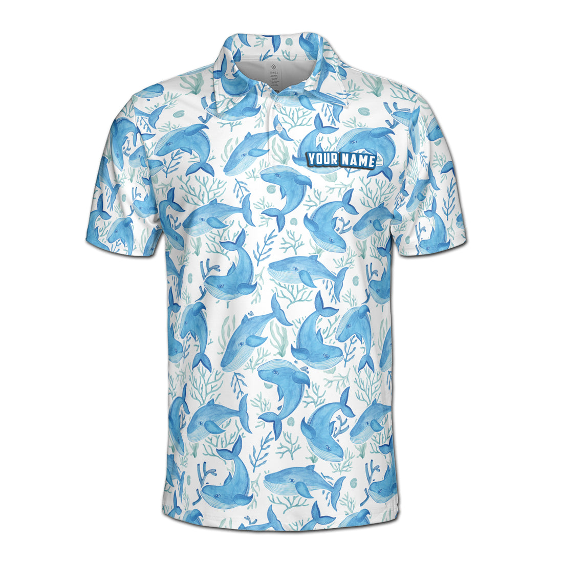 Funny Blue Whale In The Ocean Men's Polo Shirt S-5XL