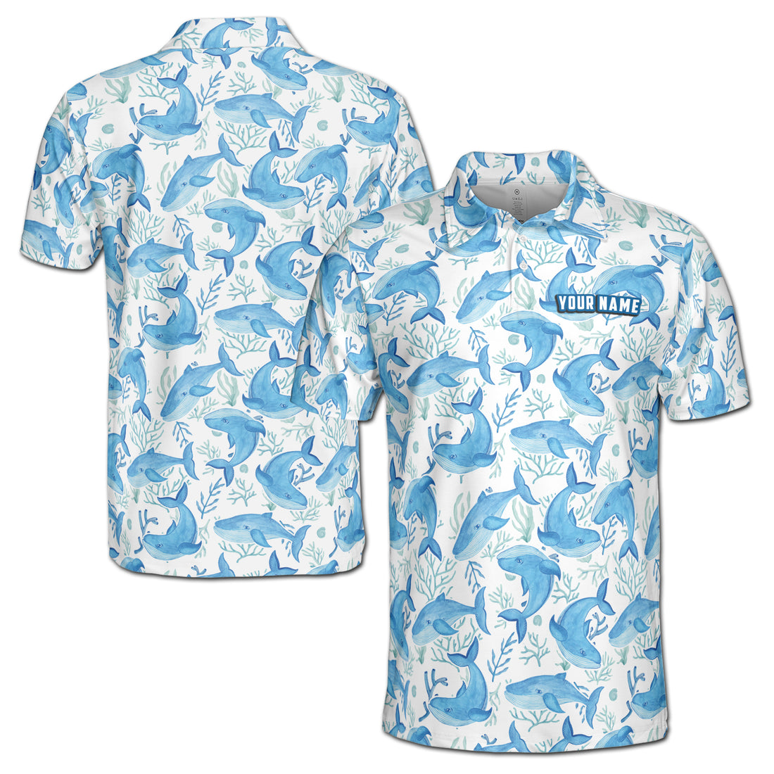 Funny Blue Whale In The Ocean Men's Polo Shirt S-5XL