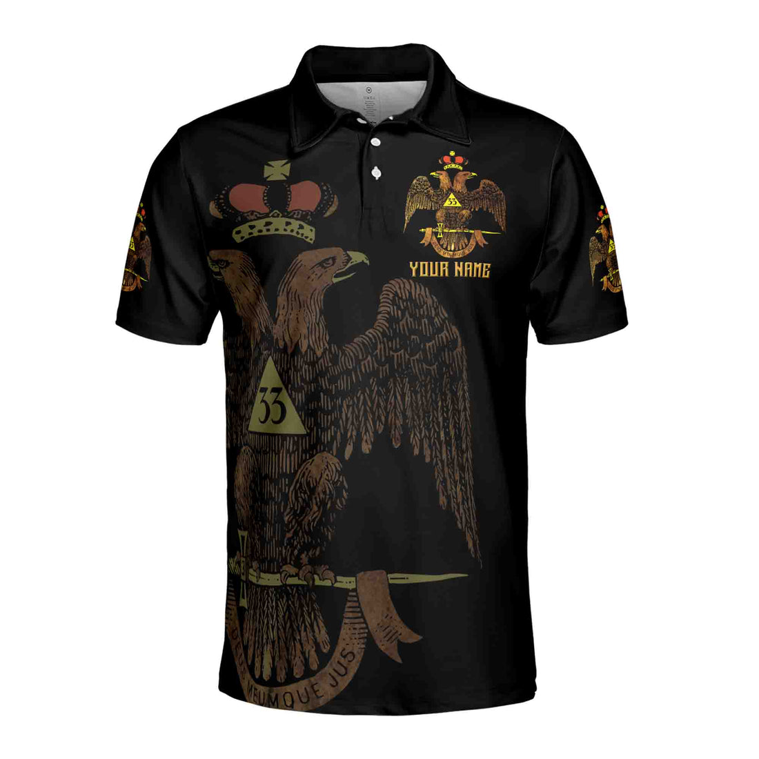 Custom Scottish Rite 33 Degree Emblem Design Masonic Men's Polo Shirt S-5XL