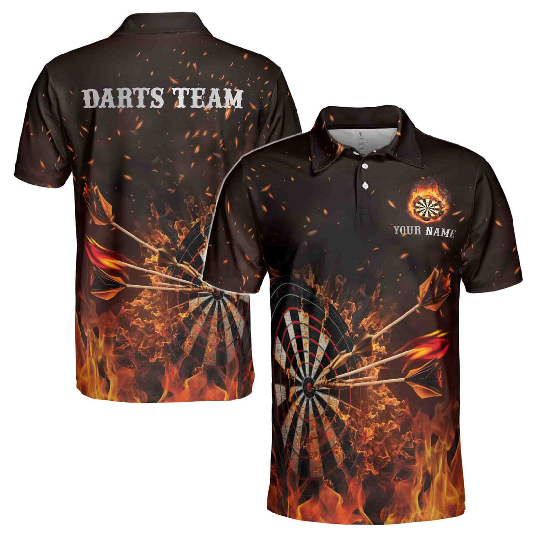 Personalized Darts Flame, Custom Dart Flame 3D Men's Polo Shirt Size S-5XL