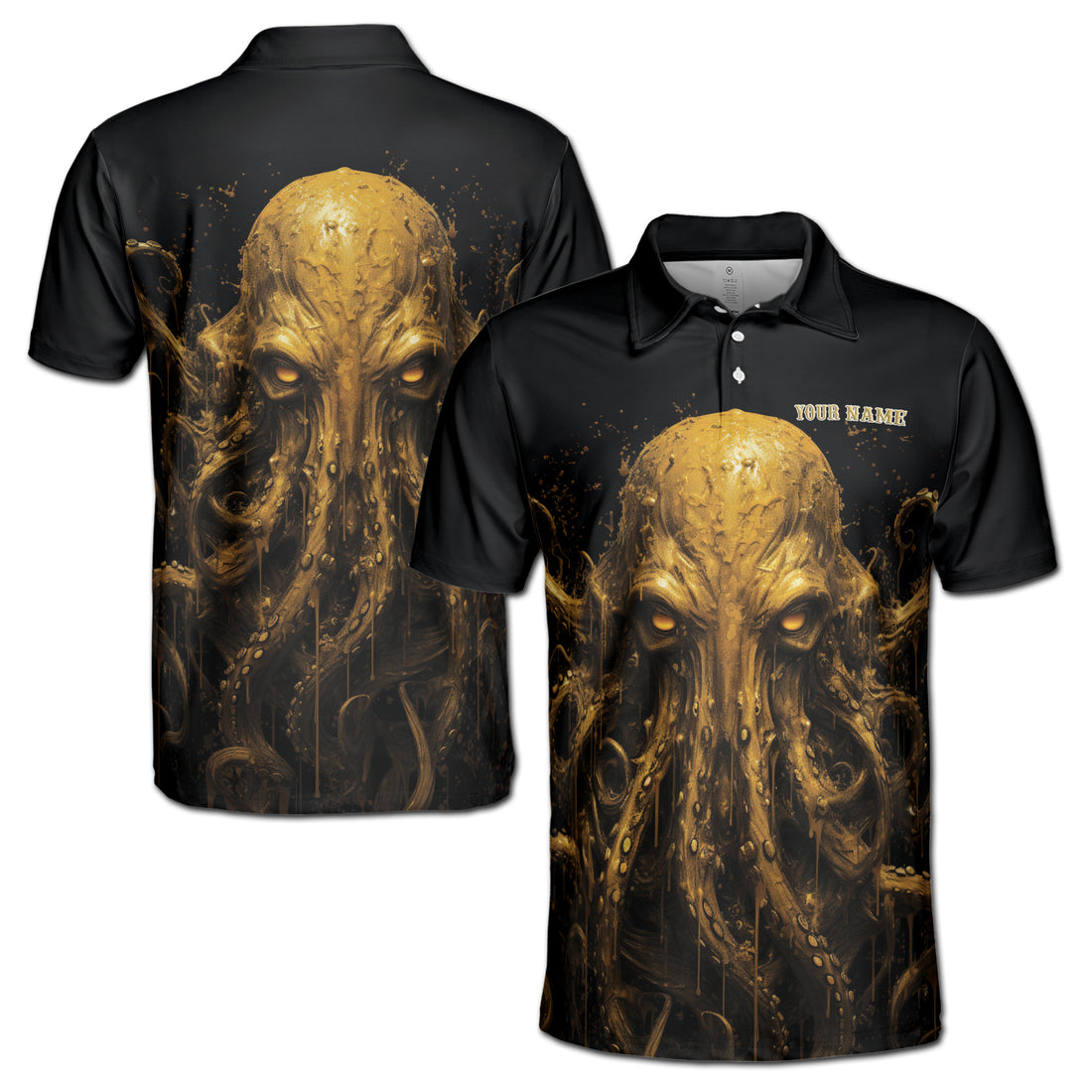 Kraken Sea Monster Vintage Men's Polo Shirt S-5XL