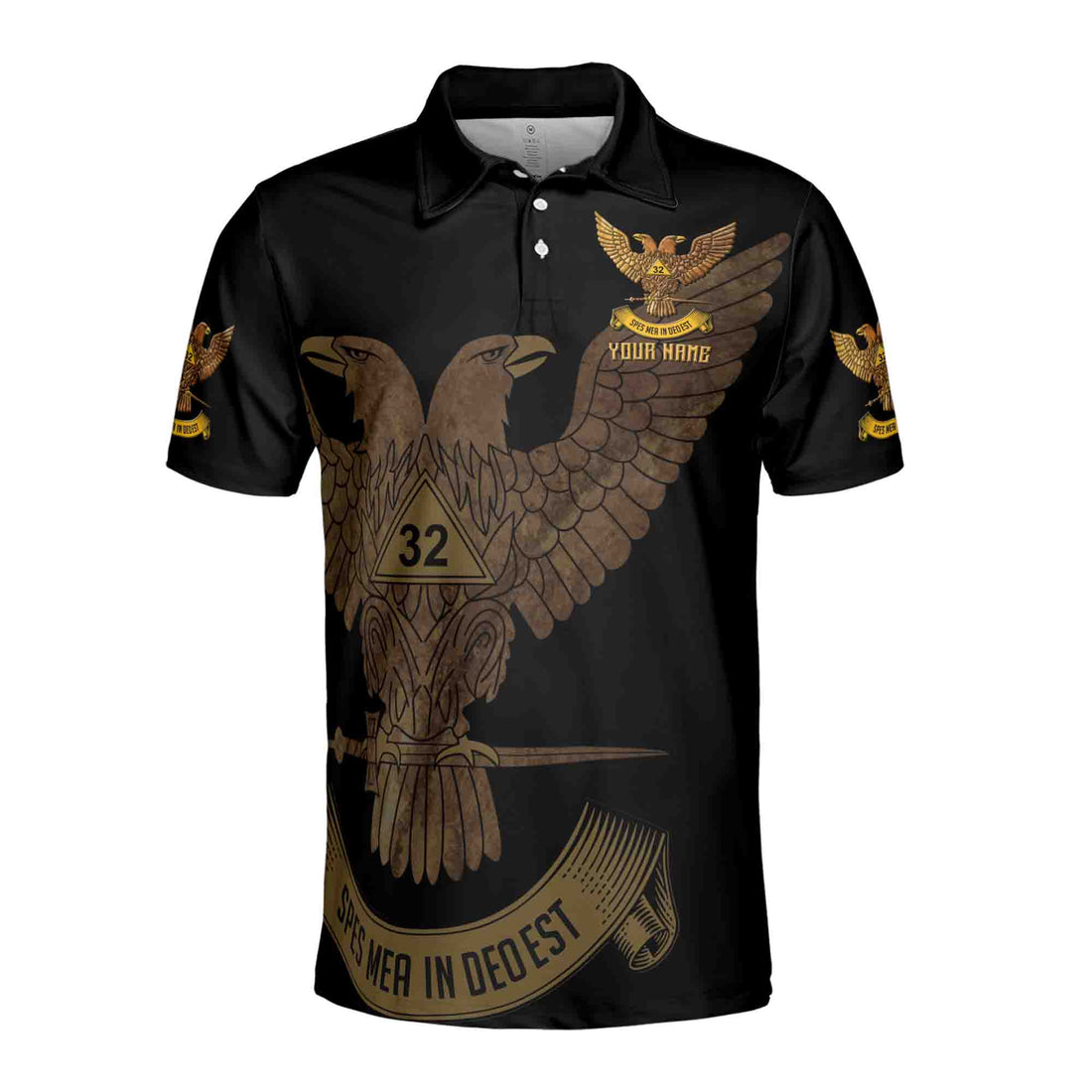 Custom Scottish Rite 32 Degree Eagle Wings Up Masonic Men's Polo Shirt S-5XL