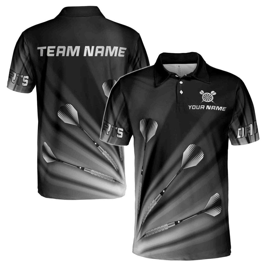 Custom Name Team Name Silver Darts Arrow Darts Team Men's Polo Shirt S-5XL