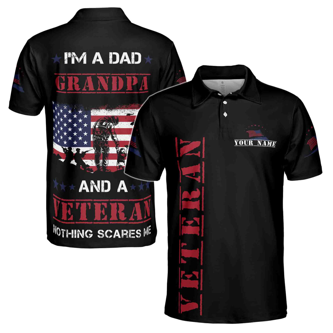 Custom I'm A Dad, Grandpa and A Veteran, US Army Vet Men's Polo Shirt S-5XL