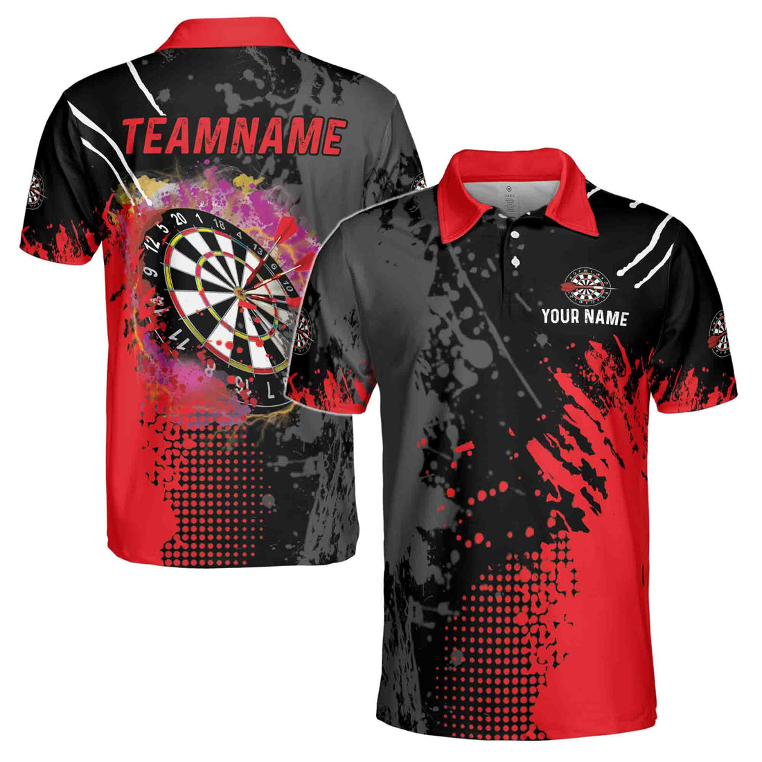 Custom Name Team Name Red Darts Arrow Darts Team Men's Polo Shirt S-5XL