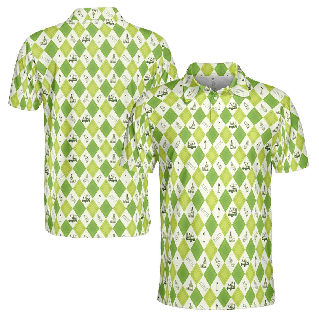 Funny Golf Icon Checked Pattern Golf Men's Polo Shirt S-5XL
