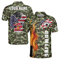 Customize Name, Team name, American Eagle Bowling Flame Camouflage Men's Polo Shirt S-5XL