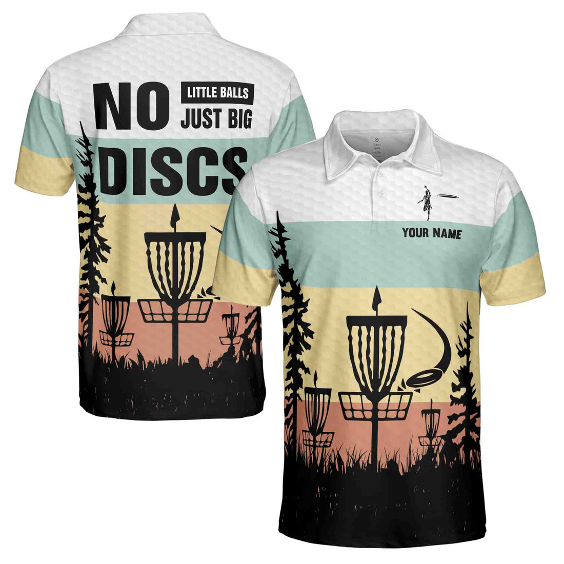 Custom Name Funny No Little Ball Jus Big Discs Golf Men's Polo Shirt S-5XL