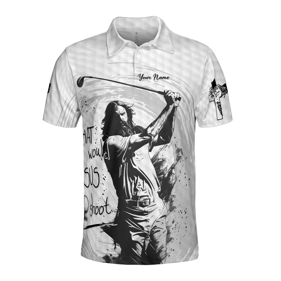 Funny What Would Jesus Shoot Golf Men's Polo Shirt S-5XL