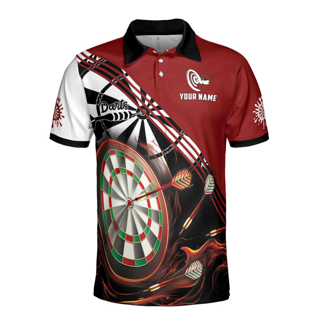 Custom Name Team Name Red Black Darts Arrows Darts Team Men's Polo Shirt S-5XL