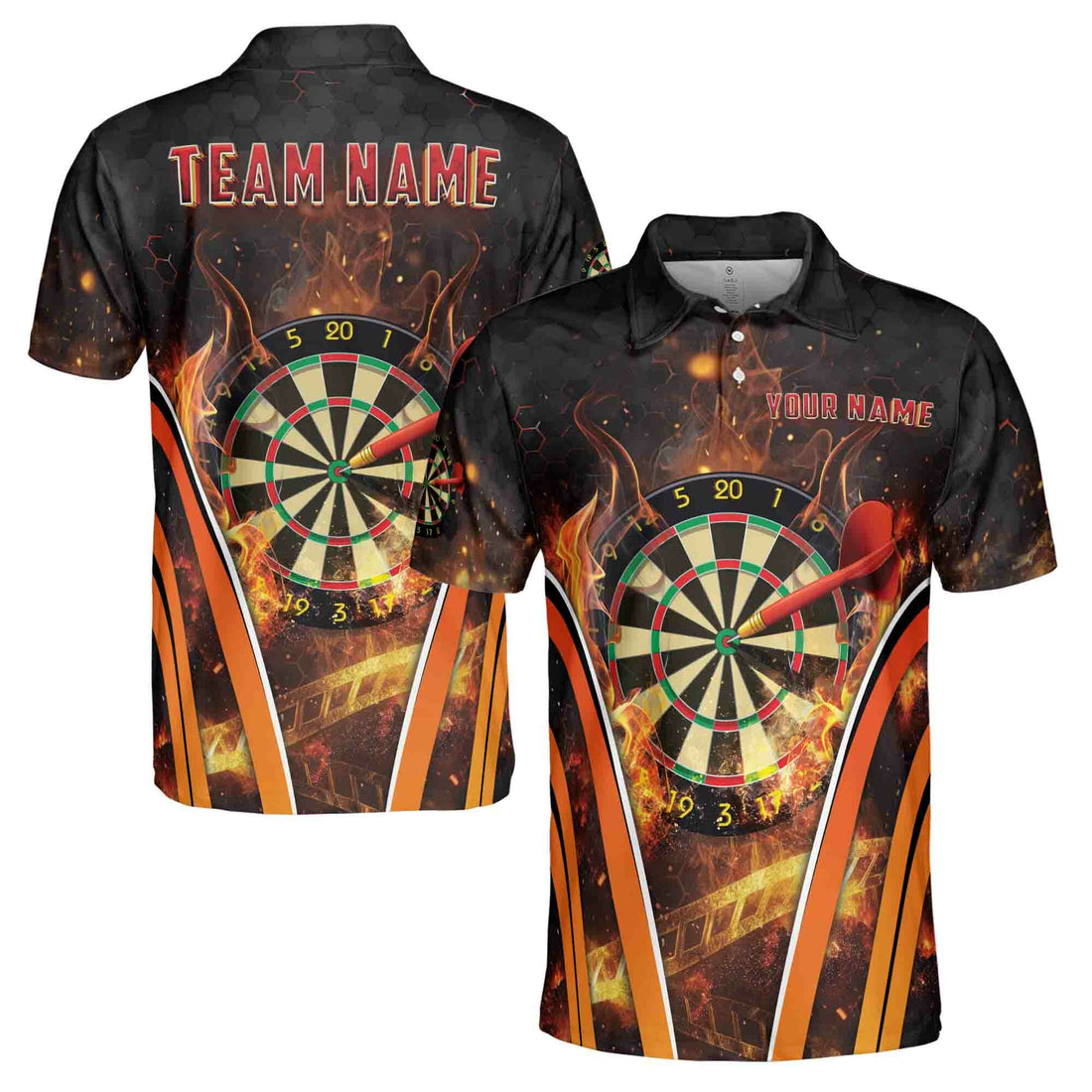 Custom Red Flame Darts Team Shirt Men's Polo Shirt S-5XL